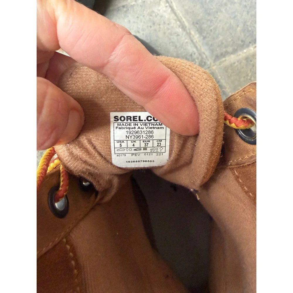 Sorel Youth Cheyenne Duck Boots Brown Leather Waterproof NY3961-286 Size 5